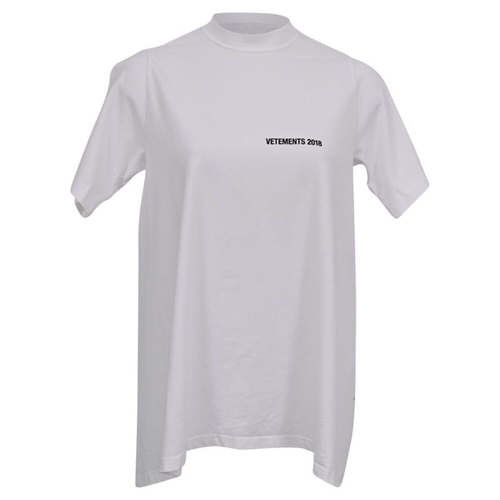 Vetements Open Back Printed T-Shirt in White Cotton